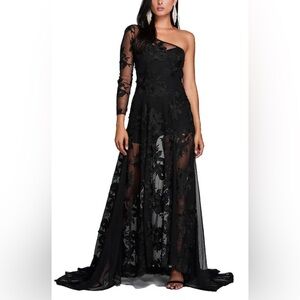 Women’s MARCIANO Los Angeles Elegant Black Lace Embroidered Flowers Whimsigoth S